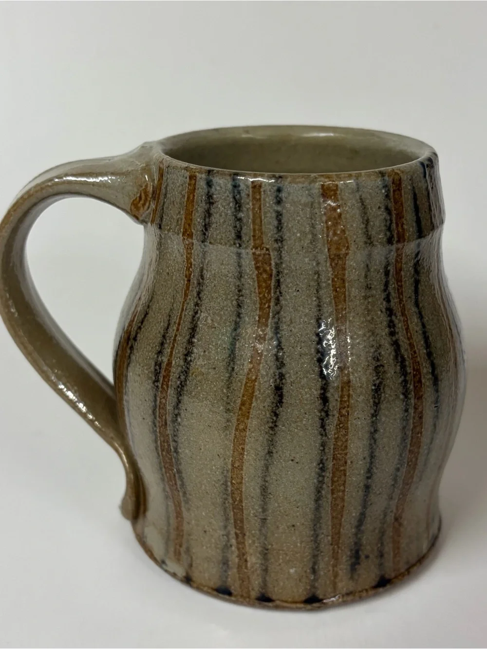 Studio Art Pottery Mug Ceramic Artist Signed Earthtone Multicolor Lot 3 Folk Art